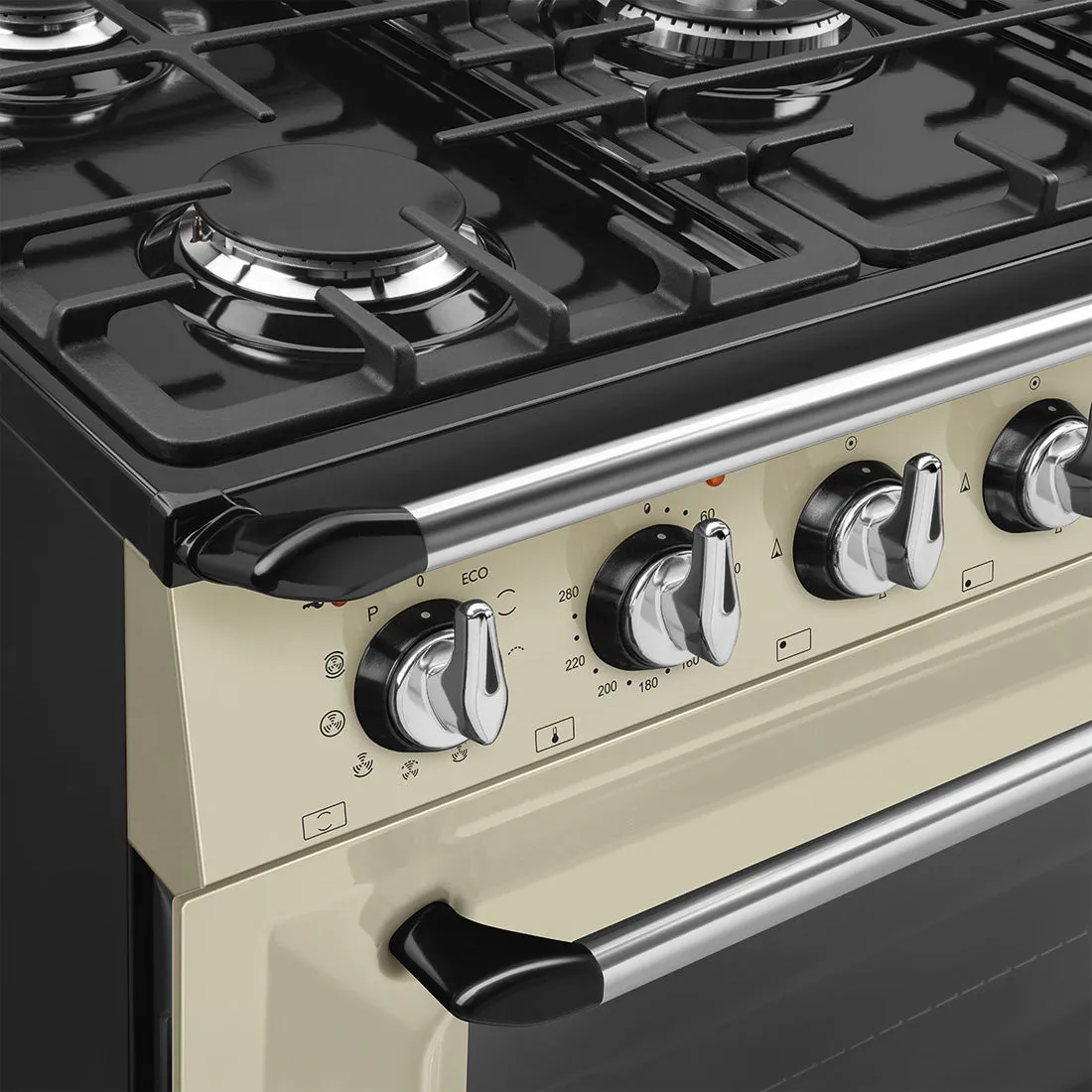 Smeg 90cm Victoria Dual Fuel Pyro Freestanding Cooker Cream