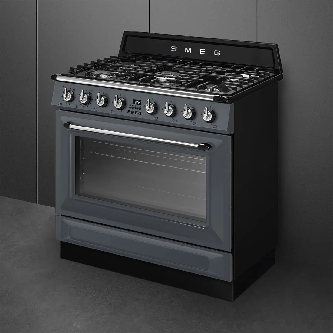 Smeg 90cm Victoria Dual Fuel Pyro Freestanding Cooker Slate Grey