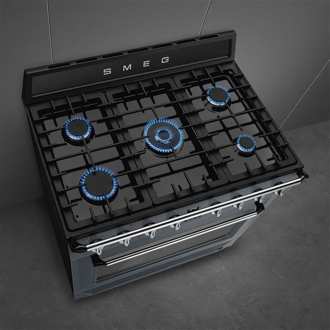 Smeg 90cm Victoria Dual Fuel Pyro Freestanding Cooker Slate Grey