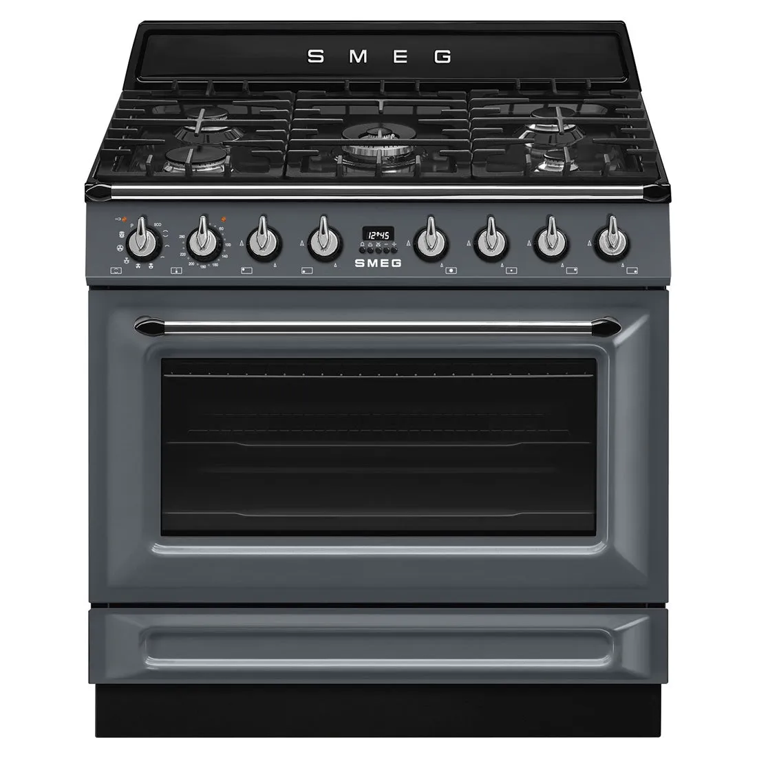 Smeg 90cm Victoria Dual Fuel Pyro Freestanding Cooker Slate Grey