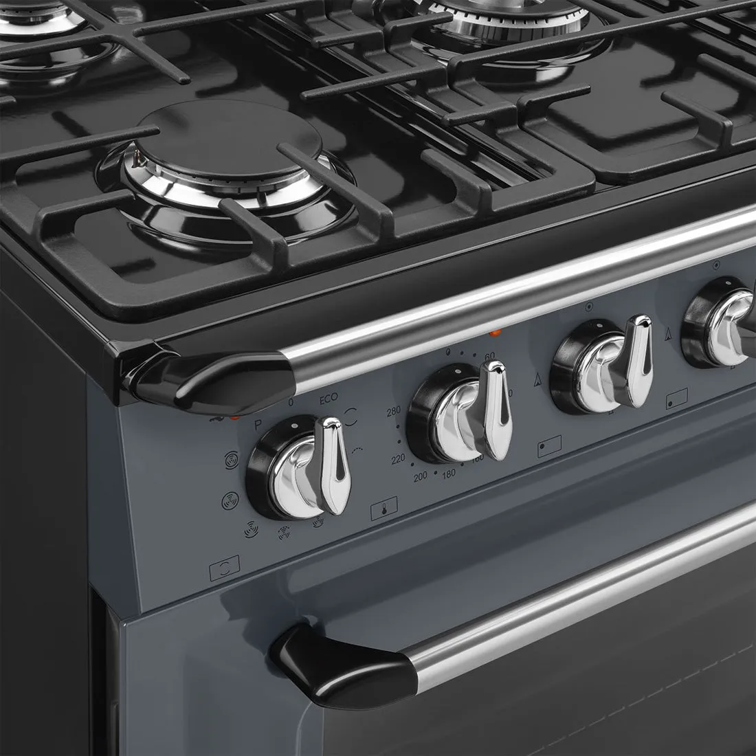 Smeg 90cm Victoria Dual Fuel Pyro Freestanding Cooker Slate Grey