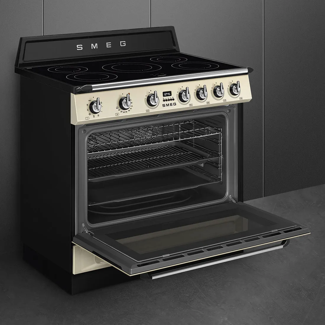 Smeg 90cm Victoria Induction MF Freestanding Cooker Cream