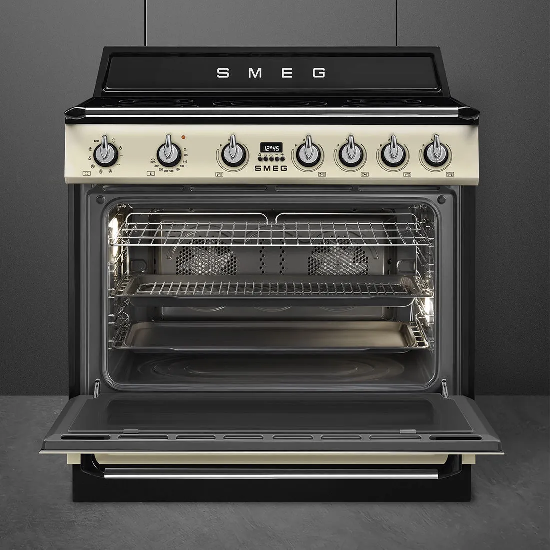 Smeg 90cm Victoria Induction MF Freestanding Cooker Cream