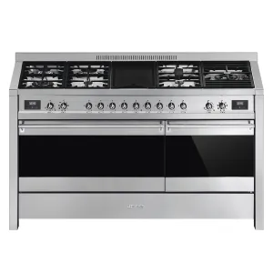 Smeg Classic Dual Fuel Thermoseal Freestanding Oven Stainless Steel 150cm