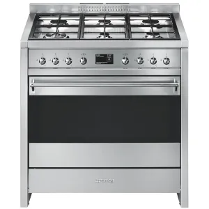 Smeg Classic Dual Fuel Thermoseal Pyro Freestanding Oven Stainless Steel 90cm