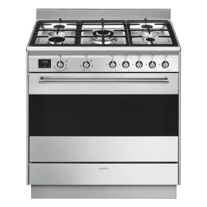 Smeg Classic Freestanding Dual Fuel Cooker Stainless Steel 90cm
