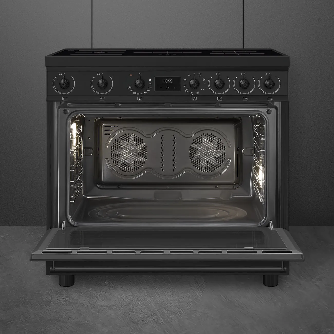 Smeg Classic Upright Cooker With Induction Cooktop 90cm Matte Black