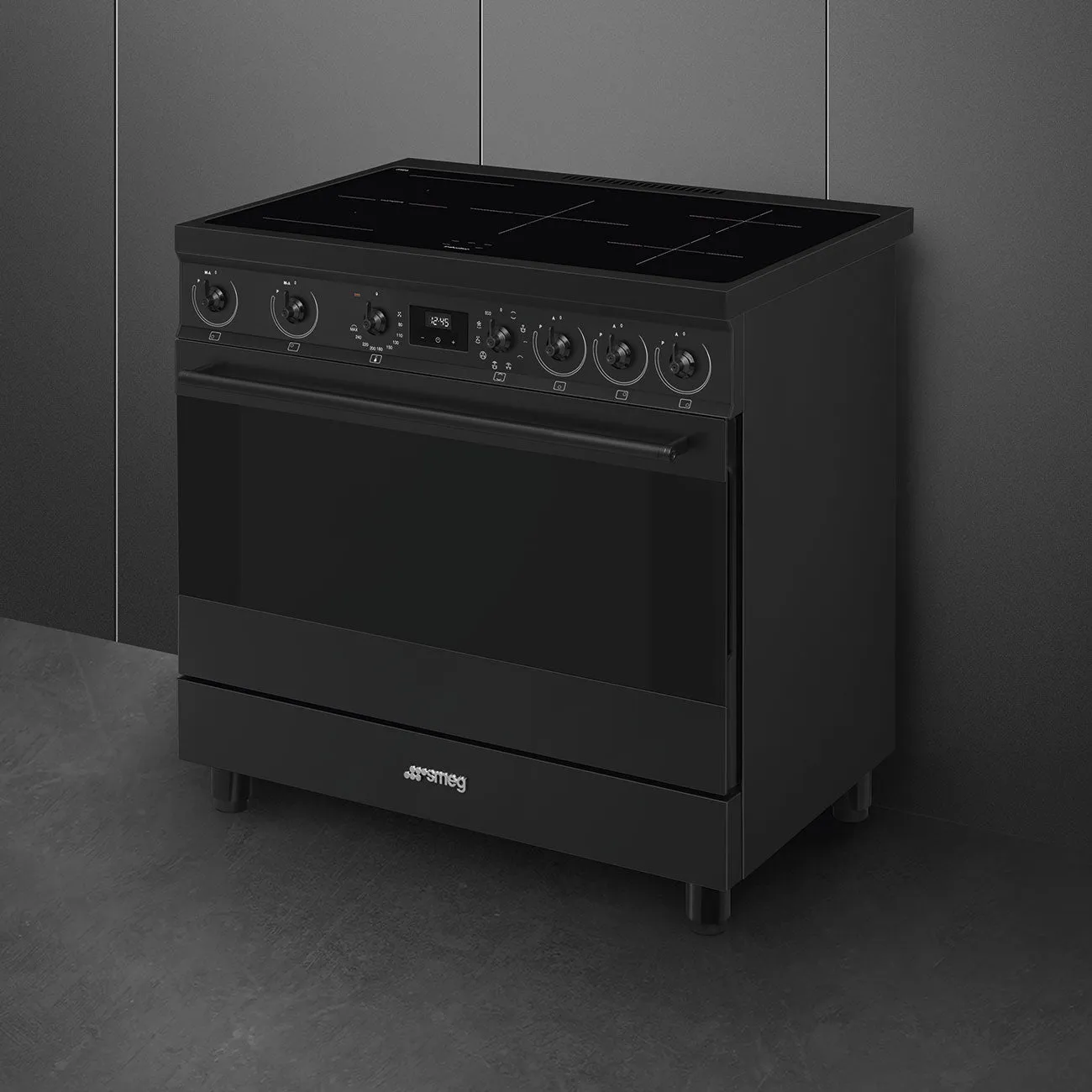 Smeg Classic Upright Cooker With Induction Cooktop 90cm Matte Black