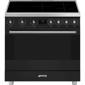 Smeg Classic Upright Cooker With Induction Cooktop 90cm Matte Black