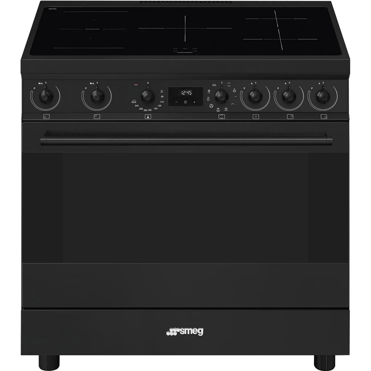 Smeg Classic Upright Cooker With Induction Cooktop 90cm Matte Black