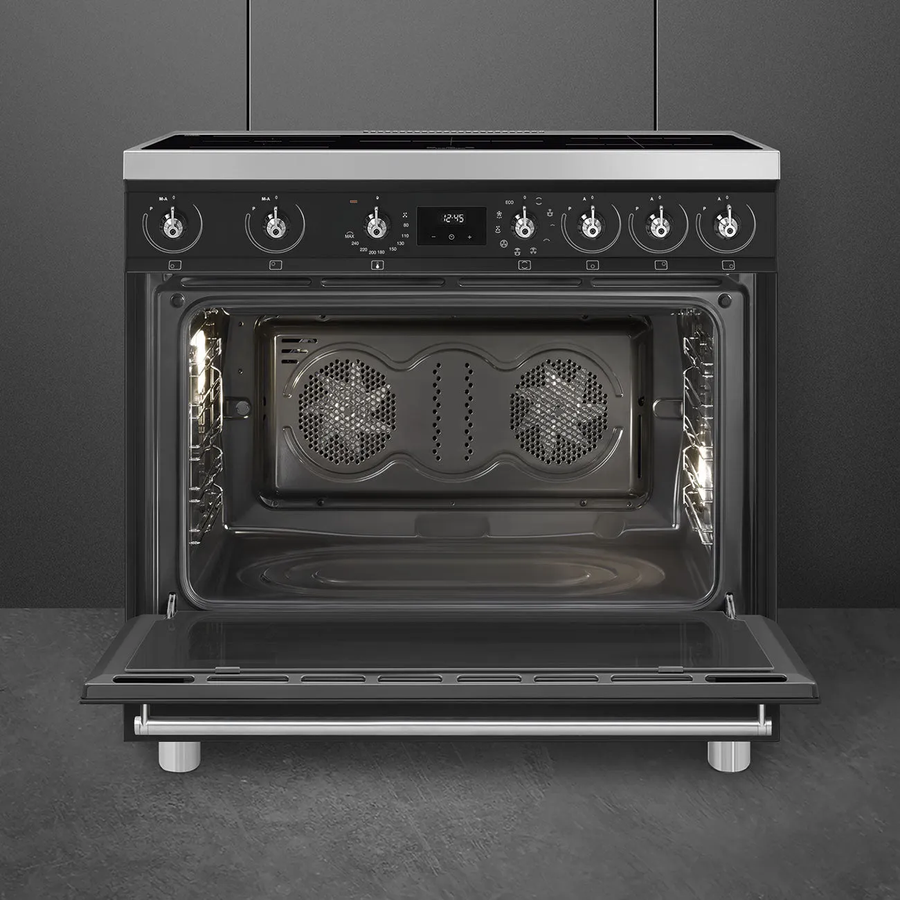 Smeg Classic Upright Cooker With Induction Cooktop 90cm Matte Black