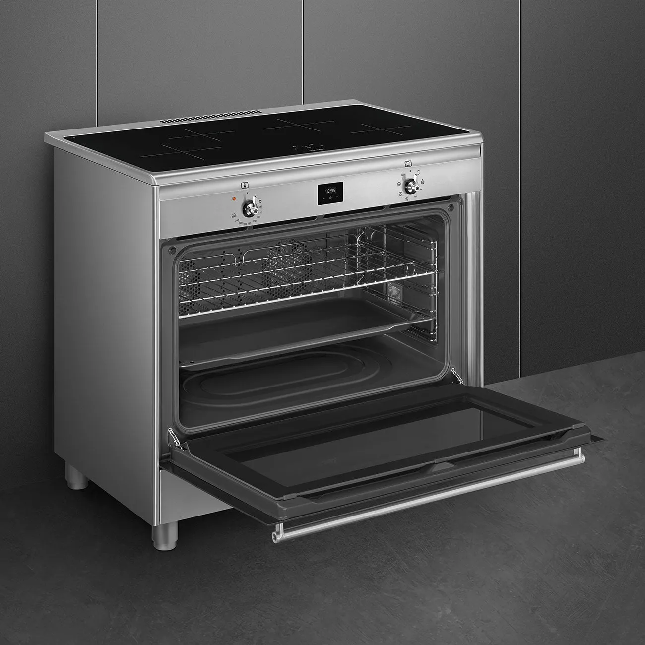 Smeg Classic Upright Cooker with Induction Cooktop Stainless Steel