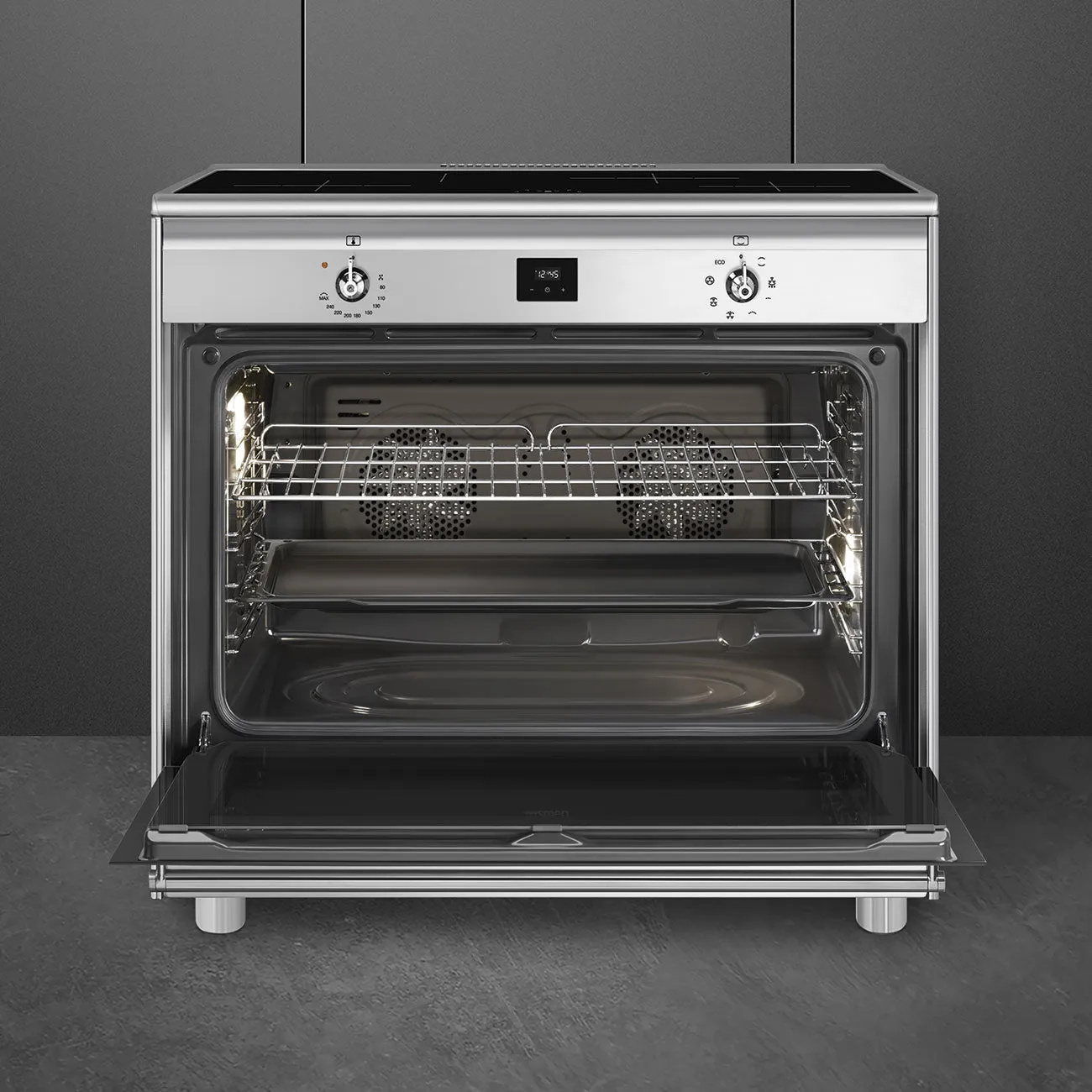Smeg Classic Upright Cooker with Induction Cooktop Stainless Steel