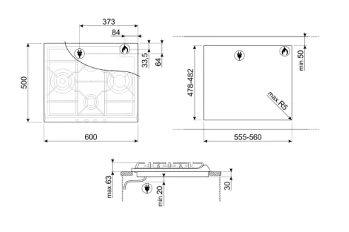 Smeg KSET6XE2   SER60SGH3 Hood & Hob Bundle