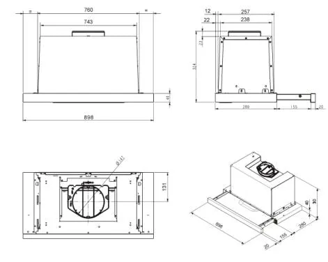 Smeg KSET900XE 90cm Integrated (semi) hood