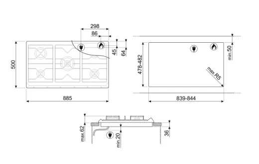 Smeg KSET9XE2   SE97GXBE5 Hood & Hob Bundle