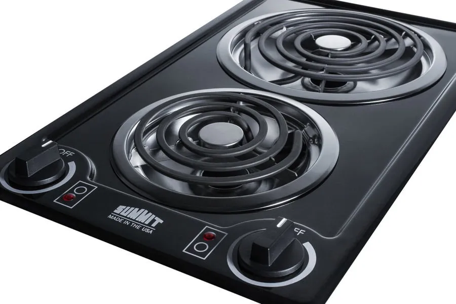 Summit CCE226BL 12" Wide 230V 2-Burner Coil Cooktop