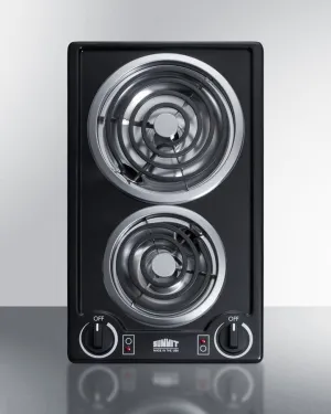 Summit CCE226BL 12" Wide 230V 2-Burner Coil Cooktop