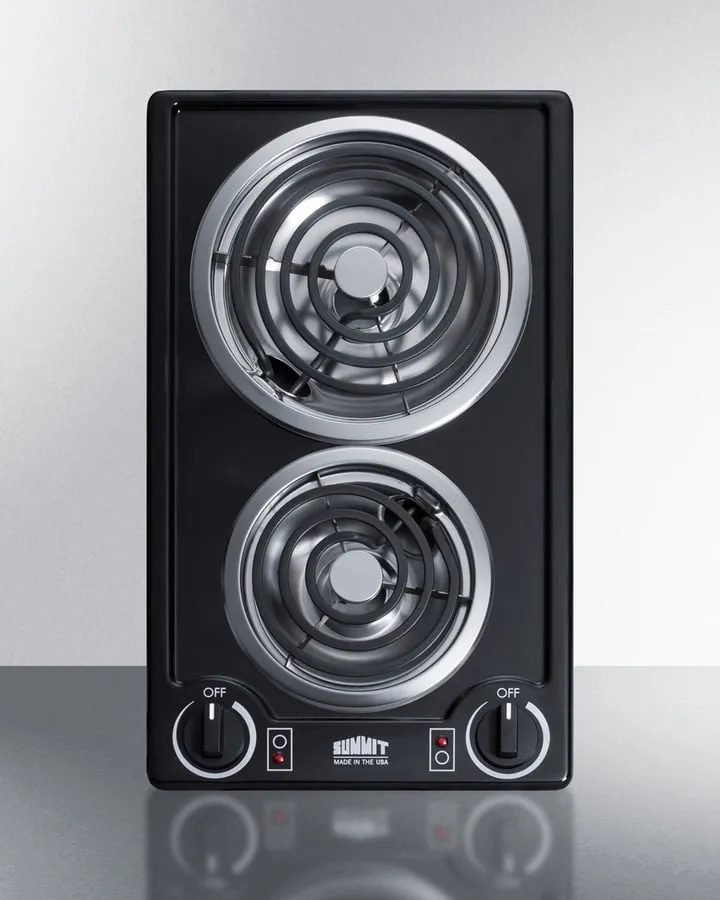 Summit CCE226BL 12" Wide 230V 2-Burner Coil Cooktop