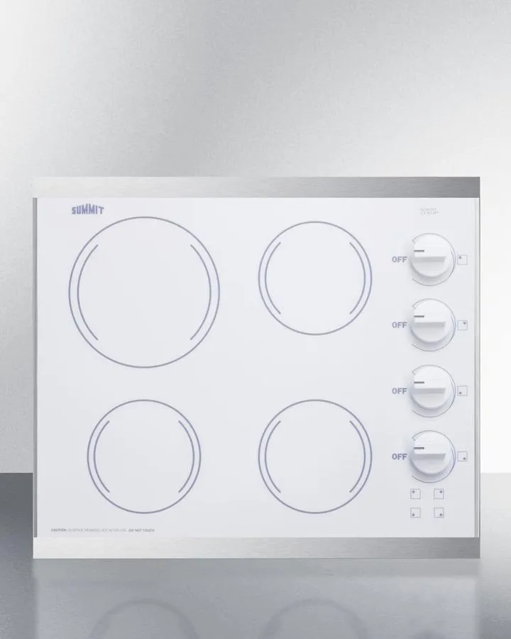Summit CRS426WH 24" Wide 230V 4-Burner Radiant Cooktop
