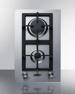 Summit GCJ2SSLP 12" Wide 2-Burner Propane Gas Cooktop In Stainless Steel
