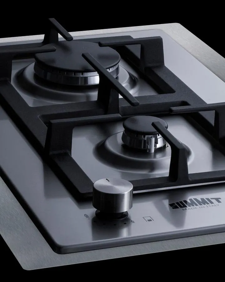 Summit GCJ2SSLPTK15 15" Wide 2-Burner Propane Gas Cooktop In Stainless Steel
