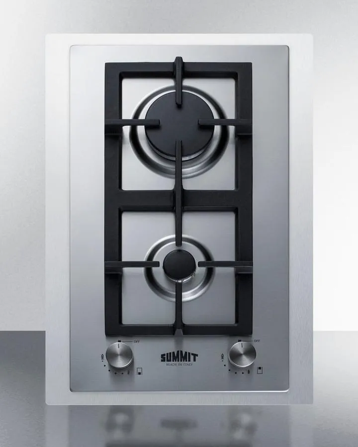 Summit GCJ2SSLPTK15 15" Wide 2-Burner Propane Gas Cooktop In Stainless Steel