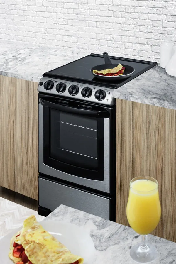 Summit REX2071SSRT 20" Wide Electric Smooth-Top Range