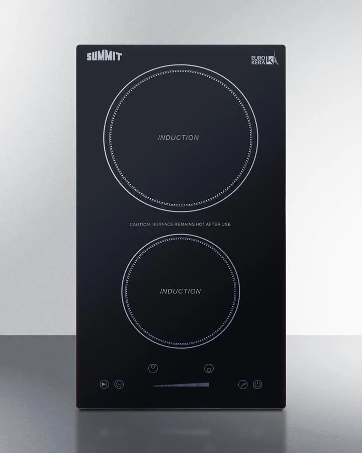 Summit SINC2B115 12" Wide 115V 2-Zone Induction Cooktop, Cord Included