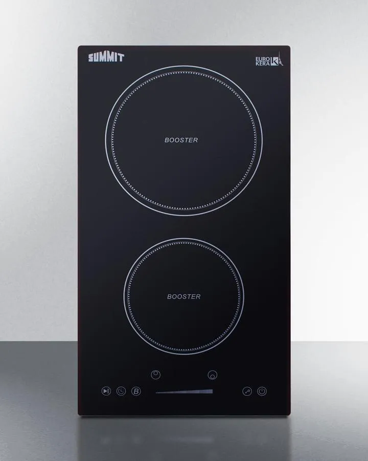 Summit SINC2B230B 12" Wide 208-240V 2-Zone Induction Cooktop