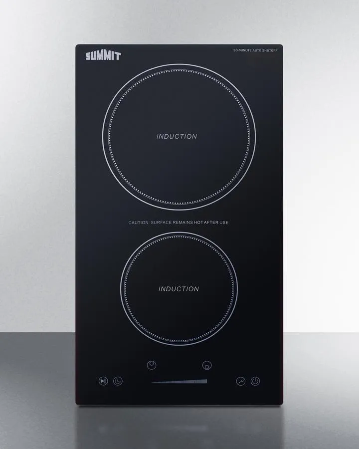 Summit SINCH115V2B 12" Wide 115V 2-Zone Induction Cooktop With Safety Shutoff