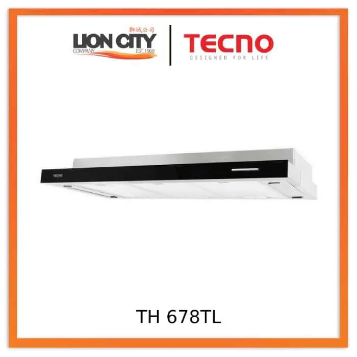 Tecno TH 678TL 60cm Slim Hood with Black Acrylic Front Panel