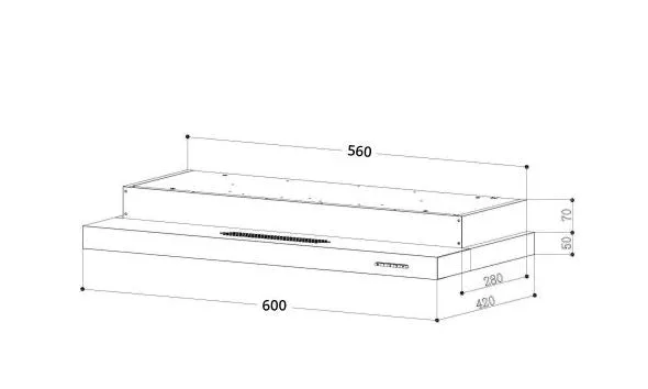 Tecno TH 678TL 60cm Slim Hood with Black Acrylic Front Panel