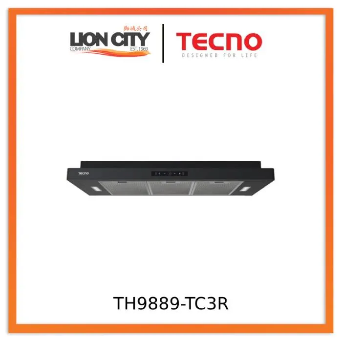 Tecno TH9889-TC3R Black/Stainless Steel 90CM Slim Hood With Touch Control