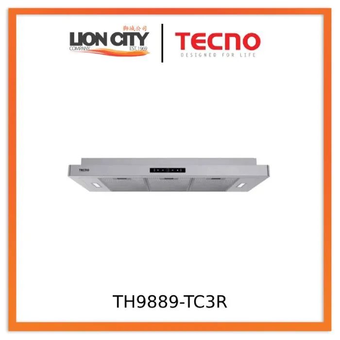 Tecno TH9889-TC3R Black/Stainless Steel 90CM Slim Hood With Touch Control