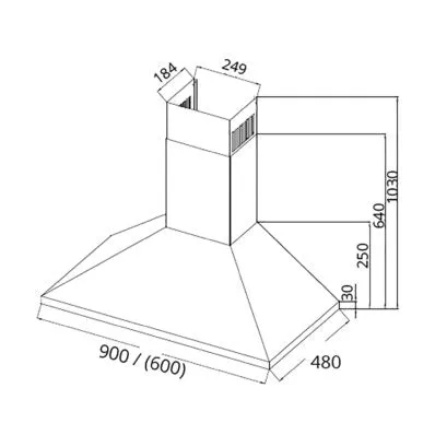 Tecno Uno KA 2038 / 90 Chimney Hood Stainless Steel 90cm, Touch Control