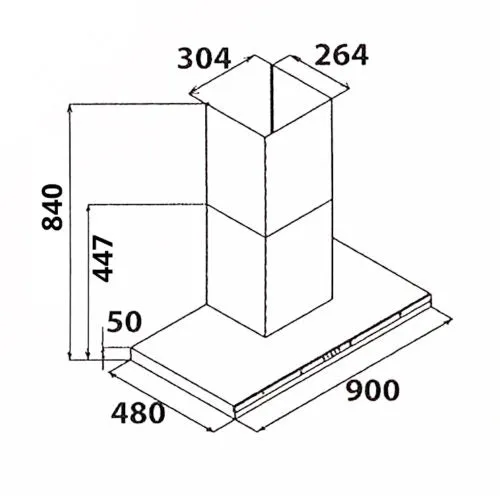 Tecno Uno KA 2238 / 90 Chimney Hood Full Black 90cm,Touch Control