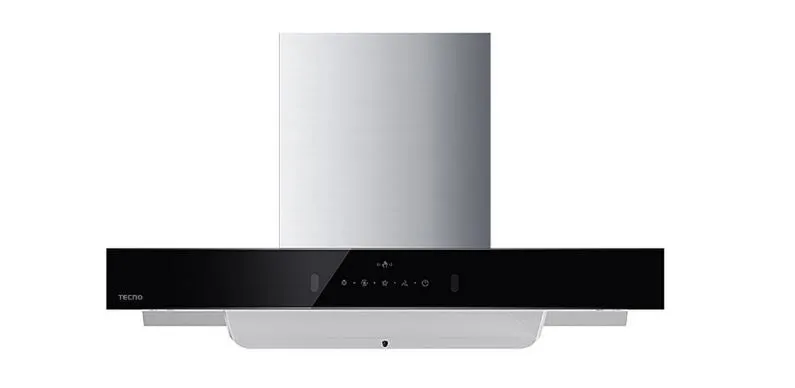 Tecno Uno KD 3088 Chimney Hood S/S w/ Black Panel 90cm, Touch Control with LED Display, Auto Clean