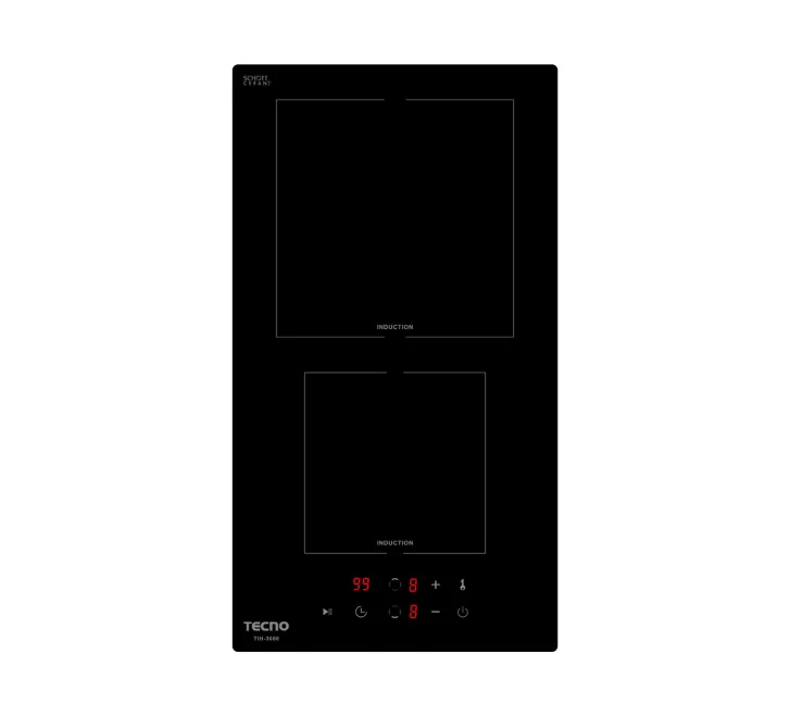 Tecno Uno Purchase w/ TCH901 or Cheaper Slim Line Hood Domino Ceramic Hob  Black Tempered Glass 30cm, 2x Ceramic Hob