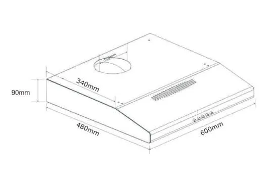 Tecno Uno TCH 6011 TL / SS Slim Line Hood S/S w/ Black Panel 60cm, Twin Motor