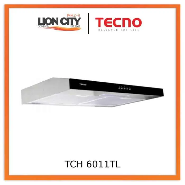 Tecno Uno TCH 6011 TL / SS Slim Line Hood S/S w/ Black Panel 60cm, Twin Motor