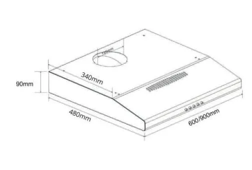 Tecno Uno TCH 9010 TL Slim Line Hood Stainless Steel 90cm, Twin Motor