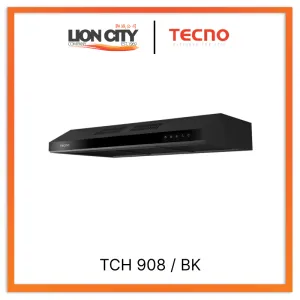 Tecno Uno TCH 908 / BK Slim Line Hood Full Black 90cm, Twin Motor, Touch Control