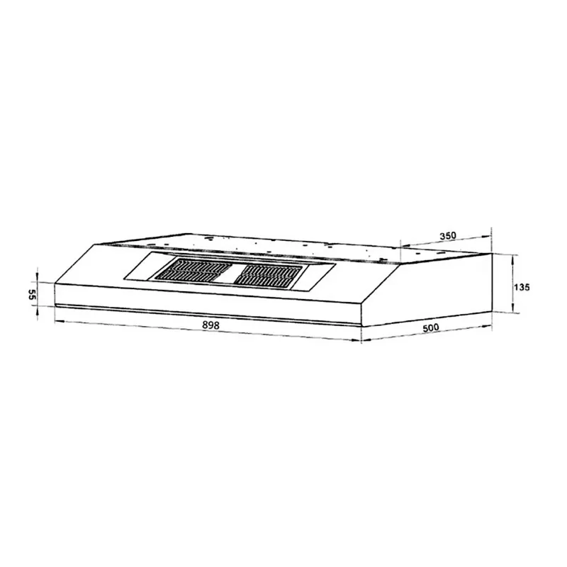 Tecno Uno TCH 908 / BK Slim Line Hood Full Black 90cm, Twin Motor, Touch Control