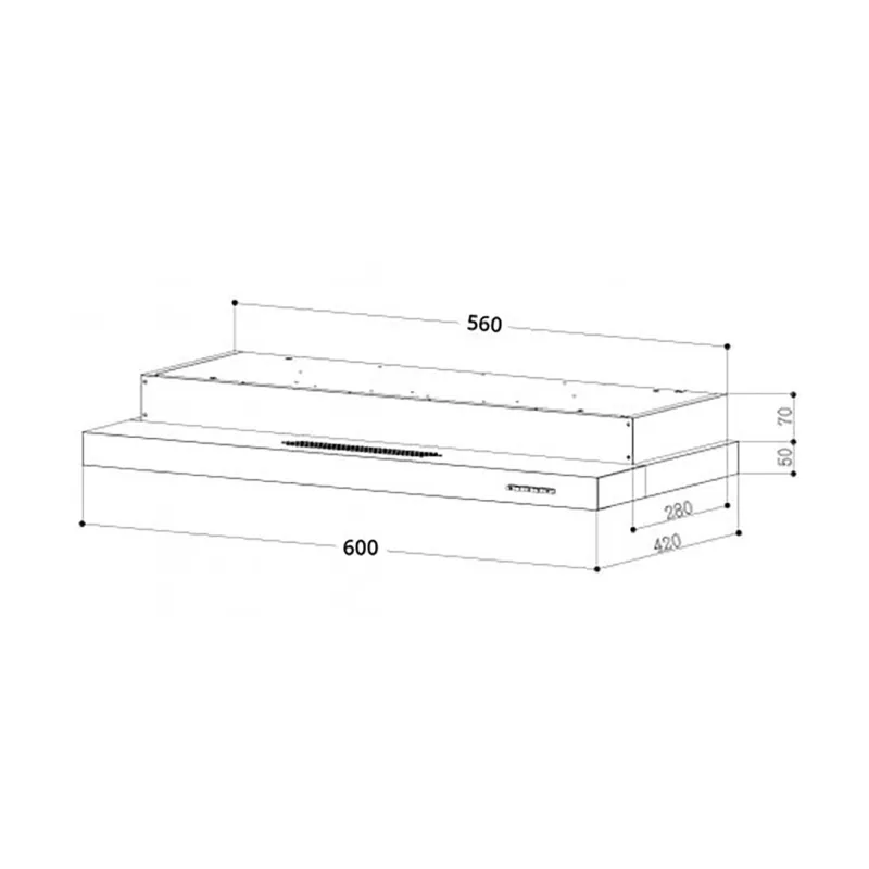 Tecno Uno TH 678 TL / BK Slim Line Hood Full Black 60cm, Twin Motor