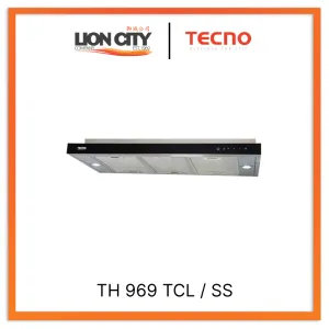 Tecno Uno TH 969 TCL / SS Slim Line Hood S/S w/ Black Panel 90cm, Twin Motor