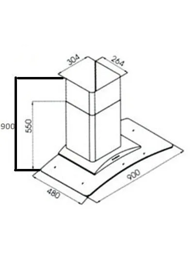 TECNO UP 9608 90cm Glass Chimney Hood