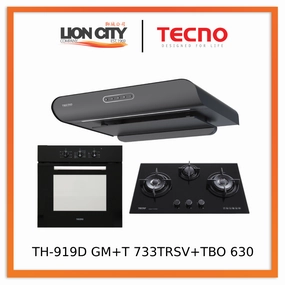 Tecno TH-919D GM 90cm Round Profile Cassette Slim Hood   T 733 TRSV Toughened Glass Hob   TBO 630 Built-In Oven