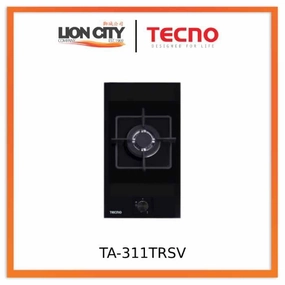 Tecno Uno TA 311 TRSV Domino Gas Hob Black Tempered  Glass 30cm, 1 Burner (Triple Ring)