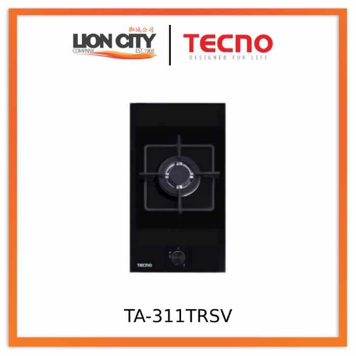 Tecno Uno TA 311 TRSV Domino Gas Hob Black Tempered  Glass 30cm, 1 Burner (Triple Ring)